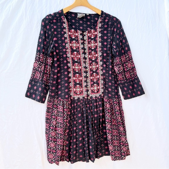 ANTHROPOLOGIE | VANESSA VIRGINIA KALEIDOSCOPE EMBROIDERED MINI DRESS SMALL - Picture 3 of 8